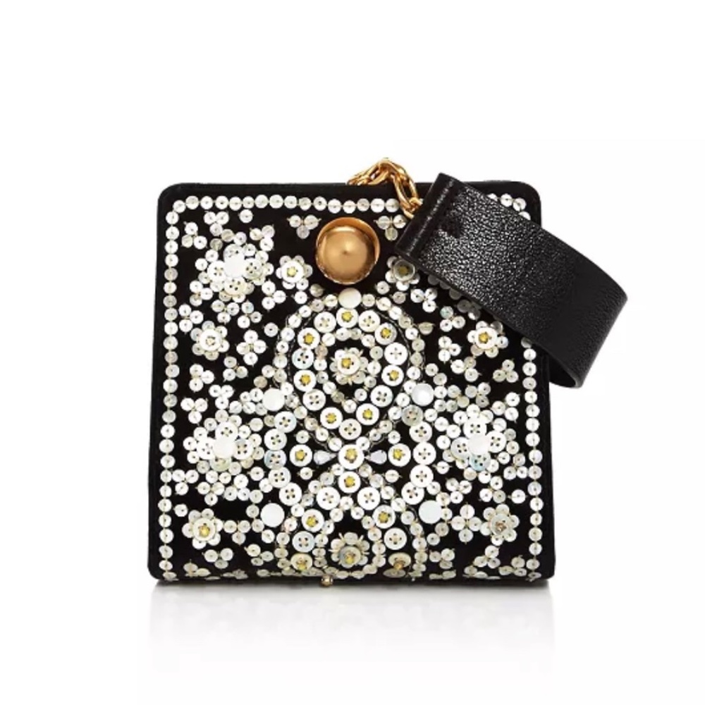 Tory Burch Darcy Mother of Pearl Embellished Clutch Wristlet Mini bag